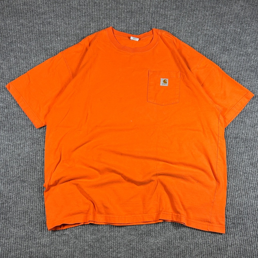 Vintage Carhartt Shirt Men's XL Orange Short Sleeve Pocket Workwear Streetwear